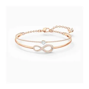 Lắc Tay Swarovski Infinity Bangle, White, Rose-Gold Tone Plated 5518871